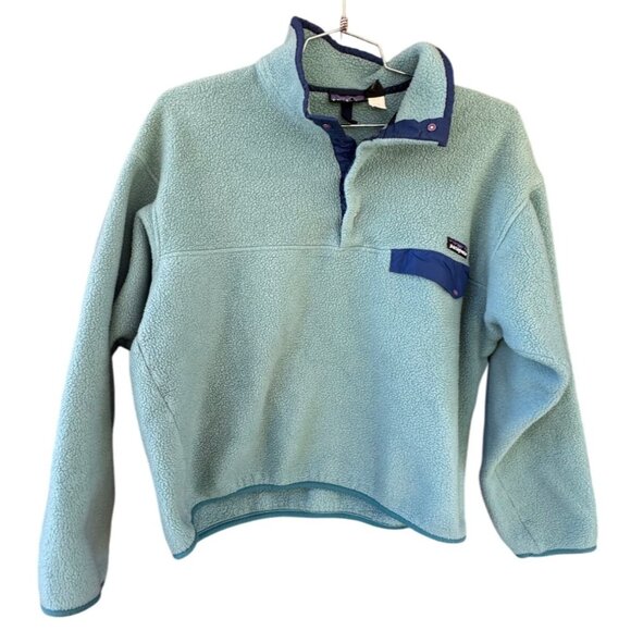 Patagonia Synchilla Women's  Size Large Teal Fleece Snap T Jacket Pullover - Picture 1 of 9